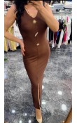 Yırtmaçlı Basic Elbise Yırtmaçlı Basic Elbise
