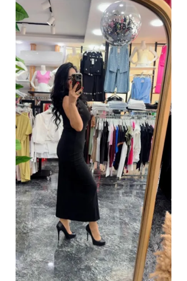 Yırtmaçlı Basic Elbise Yırtmaçlı Basic Elbise