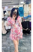 Pinterest Şifon Mini Çiçekli Elbise