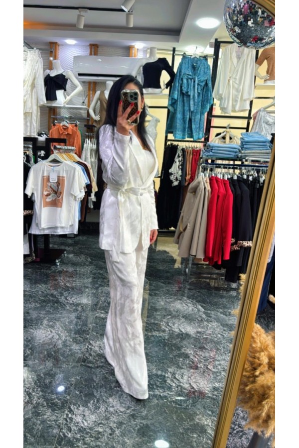 Saten Jakarlı Ceket Pantolon Takım