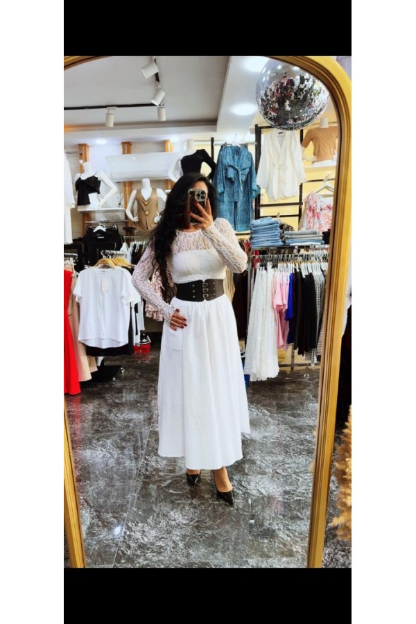 Lastik Kemer Aksesuarlı Maxi Etek Lastik Kemer Aksesuarlı Maxi Etek