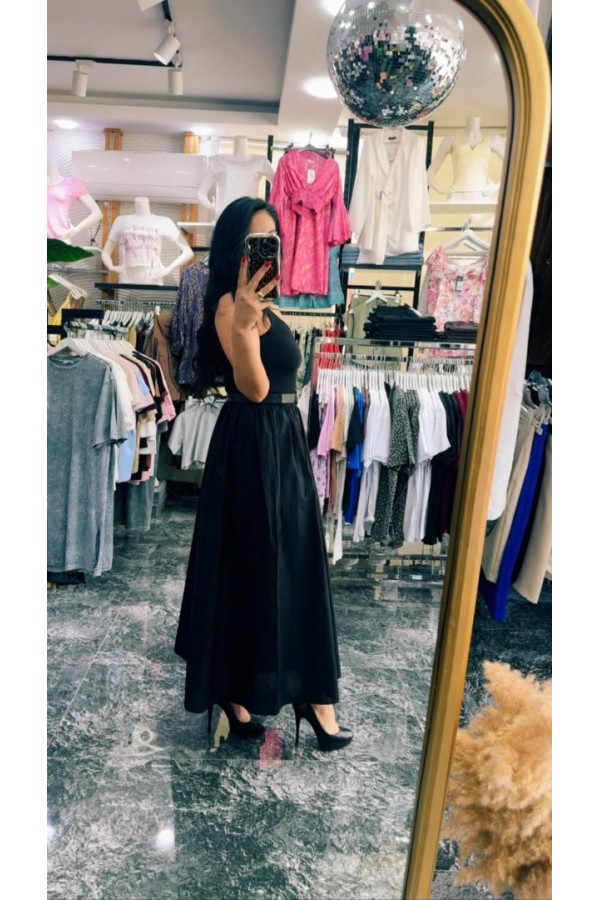 Kalın Askılı Maxi Elbise