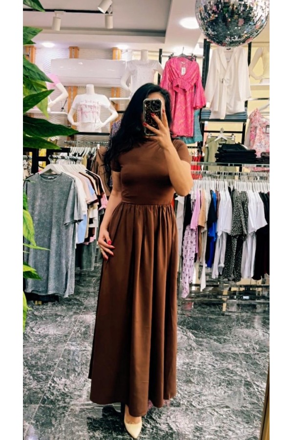 Kısa Kollu Maxi Elbise Kısa Kollu Maxi Elbise