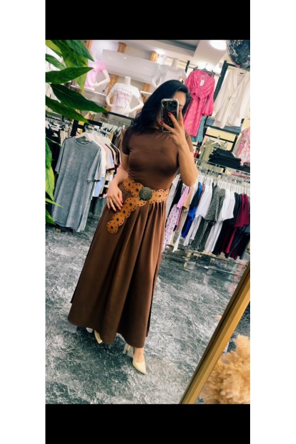 Kısa Kollu Maxi Elbise Kısa Kollu Maxi Elbise