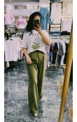 Pamuk Polo Yakalı Crop T-Shirt