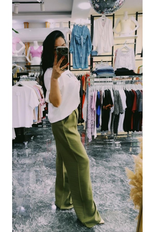 Pamuk Polo Yakalı Crop T-Shirt