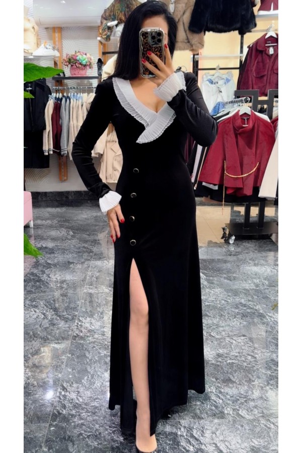 Fırfırlı Yaka Elbise