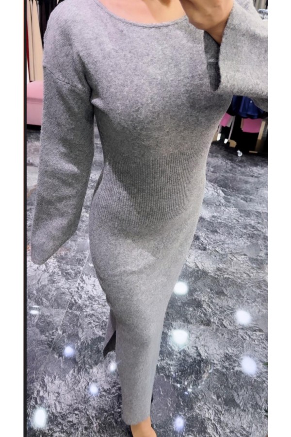 Yırtmaclı Triko Elbise