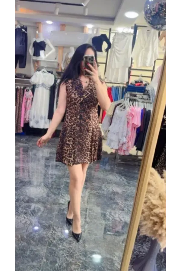 Kısa Kol Piliseli Ceket Elbise