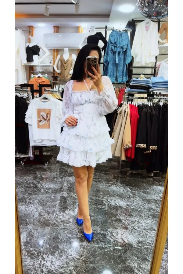 Pinterest Şifon Mini Çiçekli Elbise