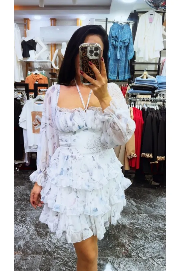 Pinterest Şifon Mini Çiçekli Elbise