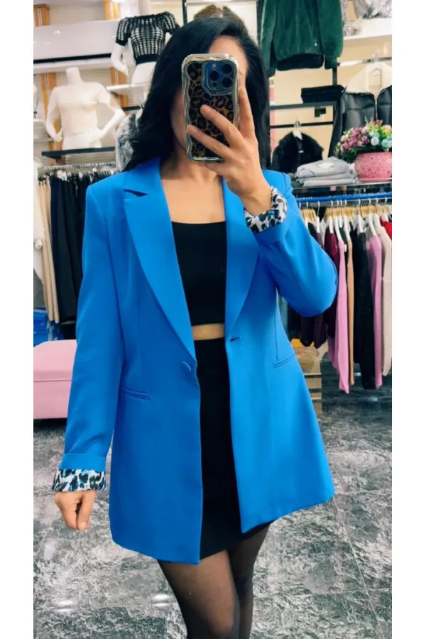 Leopar Detaylı Ceket